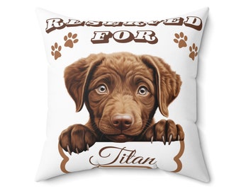 Personalized Chesapeake Bay Retriever Spun Polyester Square Pillow Dog lovers pillow cute dog decor dog mom gift dog dad gift custom decor
