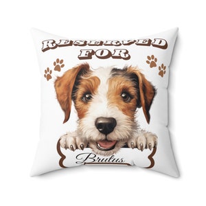 Personalized Wire Fox Terrier Square Pillow custom dog pillow personal decor dog mom gift dogdad gift dog lover gift Terrier breed pillow