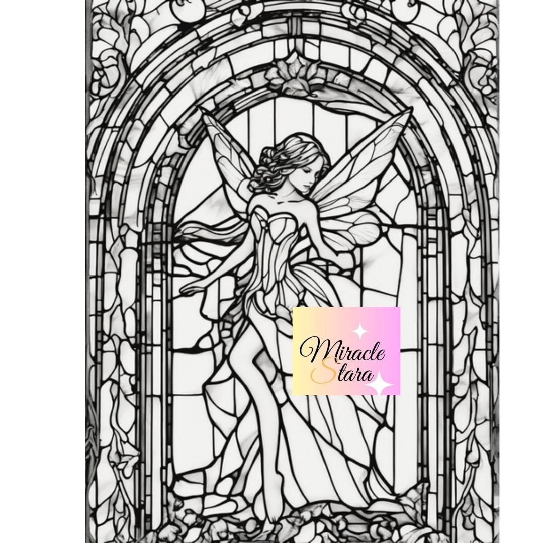 Stained Glass Pattern Fairy Design Template Wall Art Poster T - Etsy