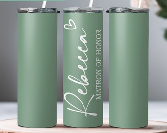 Matron Of Honor Tumbler With Name Gift For Wedding - Maid Of Honor Tumbler Gift For Bridal Proposal Party - Cute MOH Tumbler 20oz