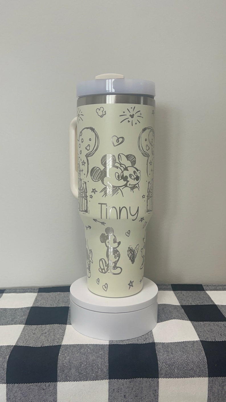 Mouse and Castle with Ears 40oz Tumbler, Custom Tumbler, Full Wrap Design, Laser Engraved Tumbler, image 3