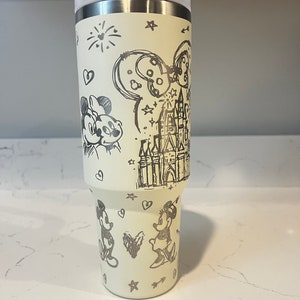 Mouse and Castle with Ears 40oz Tumbler, Custom Tumbler, Full Wrap Design, Laser Engraved Tumbler, image 2