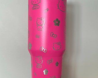 Kitty Character 40oz Tumbler, Cartoon Character Tumbler, Engraved 40oz Tumbler, 40oz Stainless Steel Insulated Tumbler