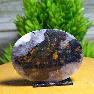 gemsilica bacan - size : 39x30x6.0mm | blue Opal wood  - gift fashion -  rectangle designer polished -  stone for pendant