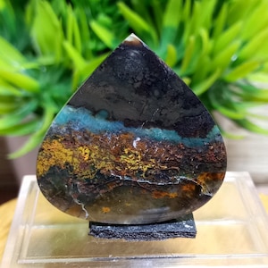 Blue Opalized wood  &gt;&gt; Size : 28x28x6mm - gift engagement