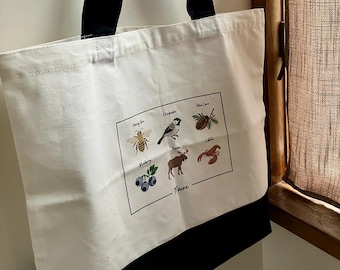 Tote Bag - Maine State Symbols