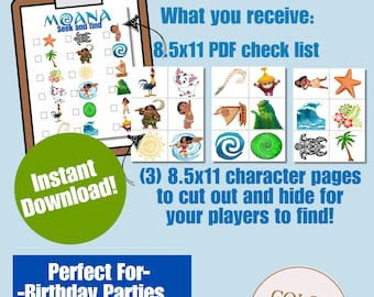 Moana Busca y Encuentra, Juego de Fiesta, Imprimible, Descarga Instantánea, Juegos de Cumpleaños, Búsqueda del Tesoro, Juego de Cumpleaños, Moana 2, Recuerdo de Fiesta, Digital
