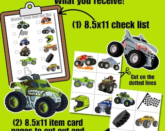 Monster Truck Seek and Find Game, Printable Birthday Scavenger Hunt (PDF)
