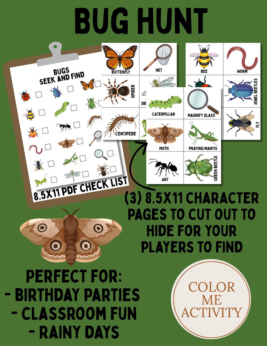 The Bug Seek and Find Game, Birthday Party Activity, Scavenger Hunt ...