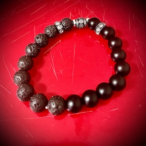 Men’s bracelet. Black matte, black lava stone for men ~Island Collection~ Beaded Bracelet