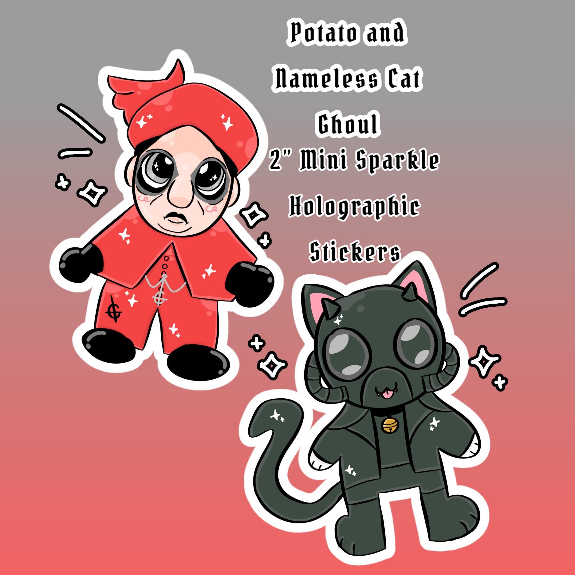 ghost band impera nameless ghoul papatato plushia cardinal copia 2” mini holo stickers
