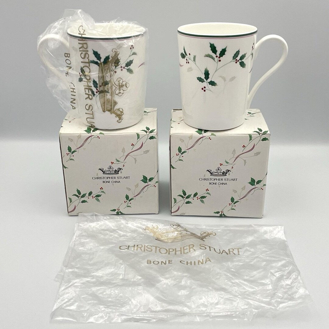 Vintage 1990s Christopher Stuart Holiday Splendor Bone China Mugs Set ...