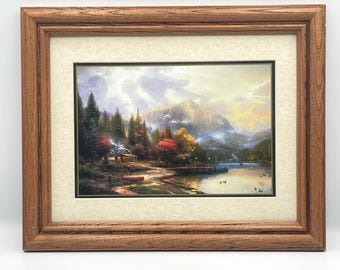 Vintage 1995 Thomas Kinkade The End Of A Perfect Day III Framed Art Print 15.5"