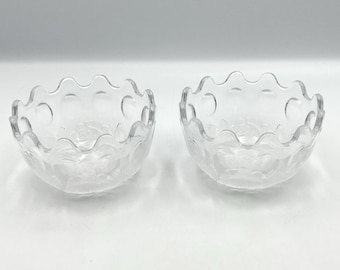 Vintage 1990s Frosted Glass Rose Bowls Set of 2 Stackable Trinket Candy Dishes