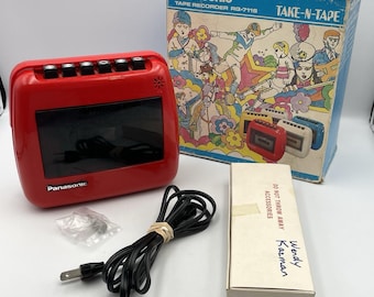 Vintage 1970s Panasonic RQ-711S Cassette Recorder Take-N-Tape Red W/Box - Works