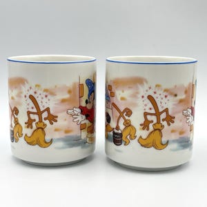 Vintage 1980s Disney Fantasia Sorcerer Mickey Mouse Mug Set Of 2 Brooms image 3