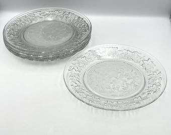 Juego de 5 platos llanos vintage Princess House Fantasia de los años 80, diseño floral esmerilado, 25,4 cm (10 pulgadas)
