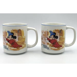 Vintage 1980s Disney Fantasia Sorcerer Mickey Mouse Mug Set Of 2 Brooms image 4