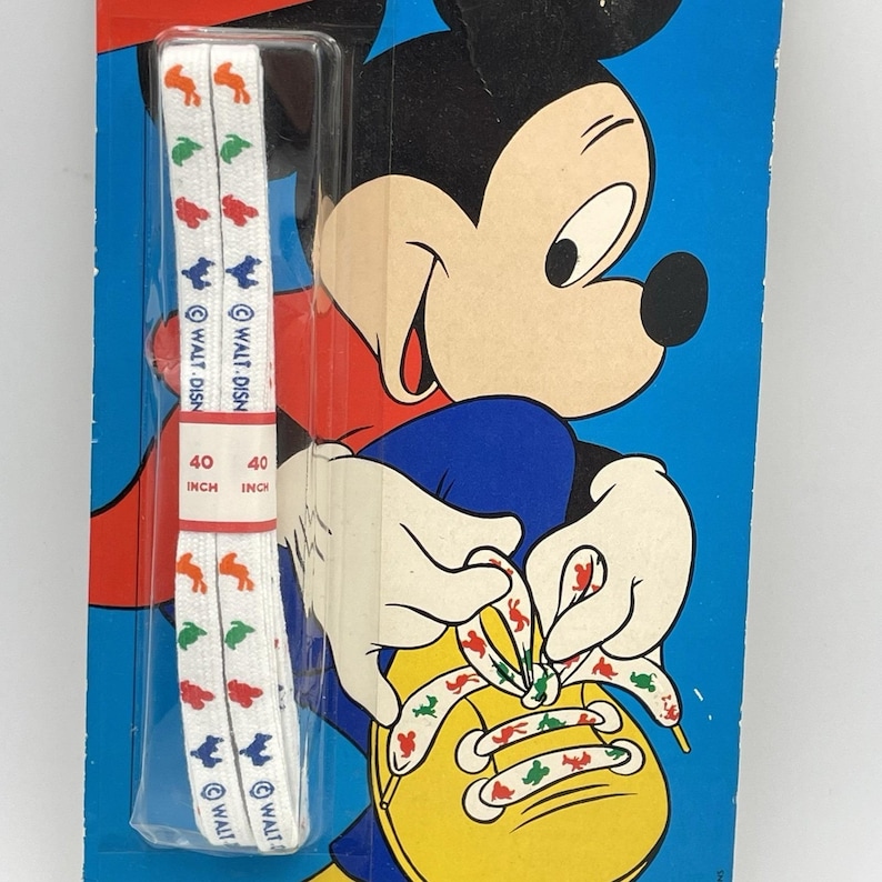 Vintage 1980s Disney Fun Laces Mickey Mouse 40" Shoelaces NOS Sealed USA image 3