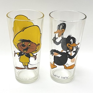 Vtg 1973 Pepsi Warner Bros Collector Series Glasses Daffy Duck & Speedy Gonzales