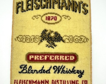 Tappetino da bar pubblicitario vintage degli anni '60 del whisky Fleischmann's Preferred, 18x13,5 pollici.