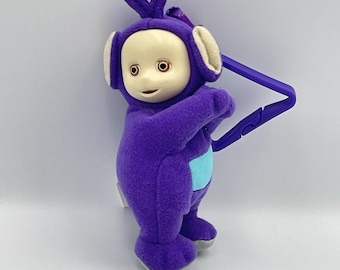 Vintage Teletubbies TINKY WINKY 4" Key Chain Backpack Clip 2000 Plush Stuffed