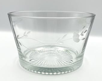 Cubeta de hielo vintage de vidrio transparente con diseño floral de la Casa Princesa, años 60, 18 cm