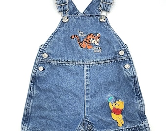 Vintage 1990s Disney Winnie The Pooh Tigger Denim Short Overalls 12M