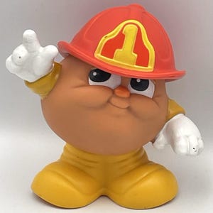 Vintage 1987 Hasbro Mr Potato Head stijl figuur brandweerman helm 3,5"