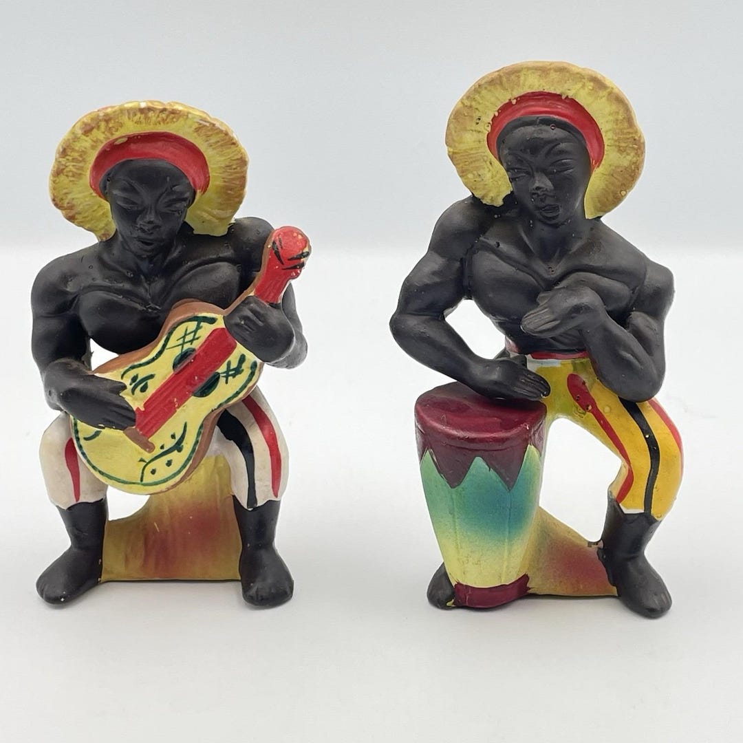 Vintage African Black Caribbean Island Calypso Musicians Salt & Pepper ...