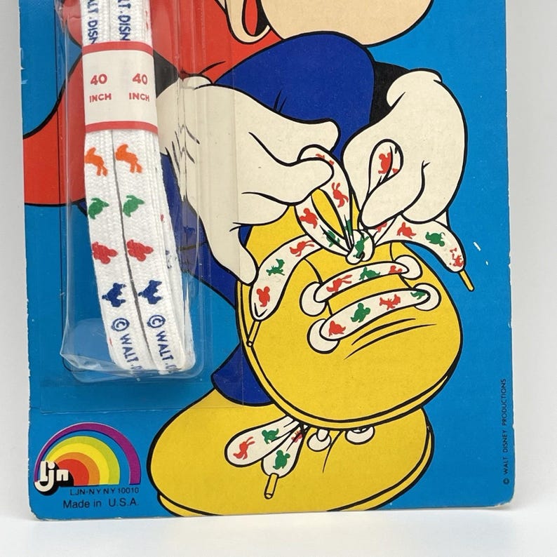 Vintage 1980s Disney Fun Laces Mickey Mouse 40" Shoelaces NOS Sealed USA image 4