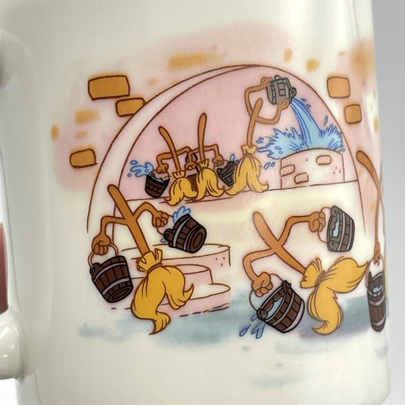 Vintage 1980s Disney Fantasia Sorcerer Mickey Mouse Mug Set Of 2 Brooms image 13