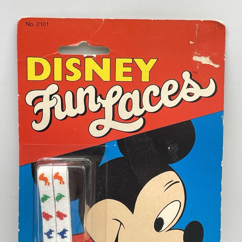 Vintage 1980s Disney Fun Laces Mickey Mouse 40" Shoelaces NOS Sealed USA image 2