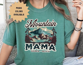 Mountain Mama Custom Shirt with Kids Names, Personalized Mother's Day Gift T-Shirt with Children's Names Comfort Colors Outdoor Mom Shirt