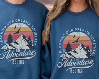 Honeymoon Sweatshirts, Adventure Honeymoon Shirts, Matching Sweaters for Outdoor Couple, Mr Mrs Hiking Camping Mountain Wedding Gift Couples