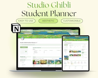 Notion-sjabloon Studio Ghibli Student Planner | Esthetische digitale planner, alles-in-één ULTIMATE studieplanner, digitale notities maken