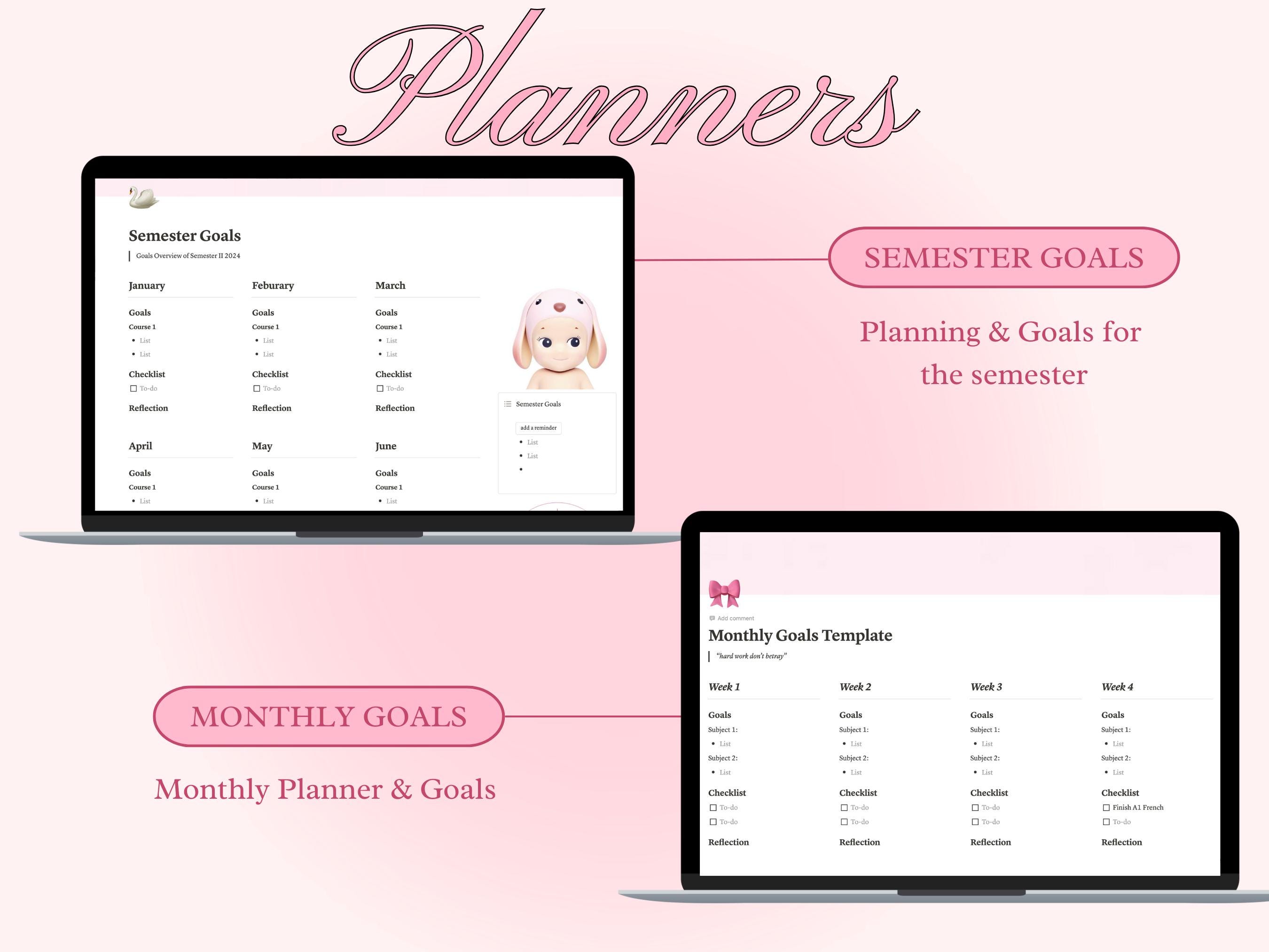 Pink Aesthetic Notion Student Planner: Digital Academic Template - Etsy