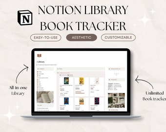 Sjabloon Notion-boektracker | Notionbibliotheek | Esthetische digitale planner | digitale leesplanner | Academia-esthetiek cadeau voor haar