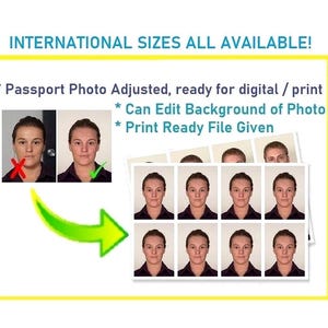 Passport & Visa Photo, worldwide delivery digitally by email, we can change background colour and photo sizes if needed