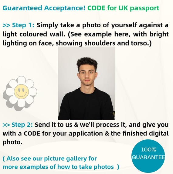 CODE for UK Passport Photo Online, Worldwide Delivery by Email - Etsy