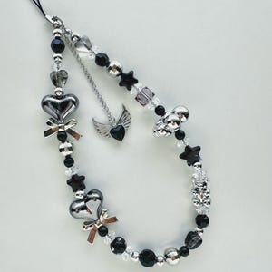 Edgy Black & Silver Phone Strap