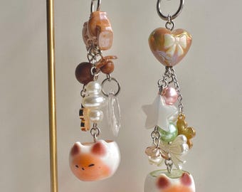 Matcha Cat and Cappuccino Cat Beaded Charms