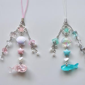 Blue & Pink Whale Shark Phone Charm: Beaded Kawaii Accessory
