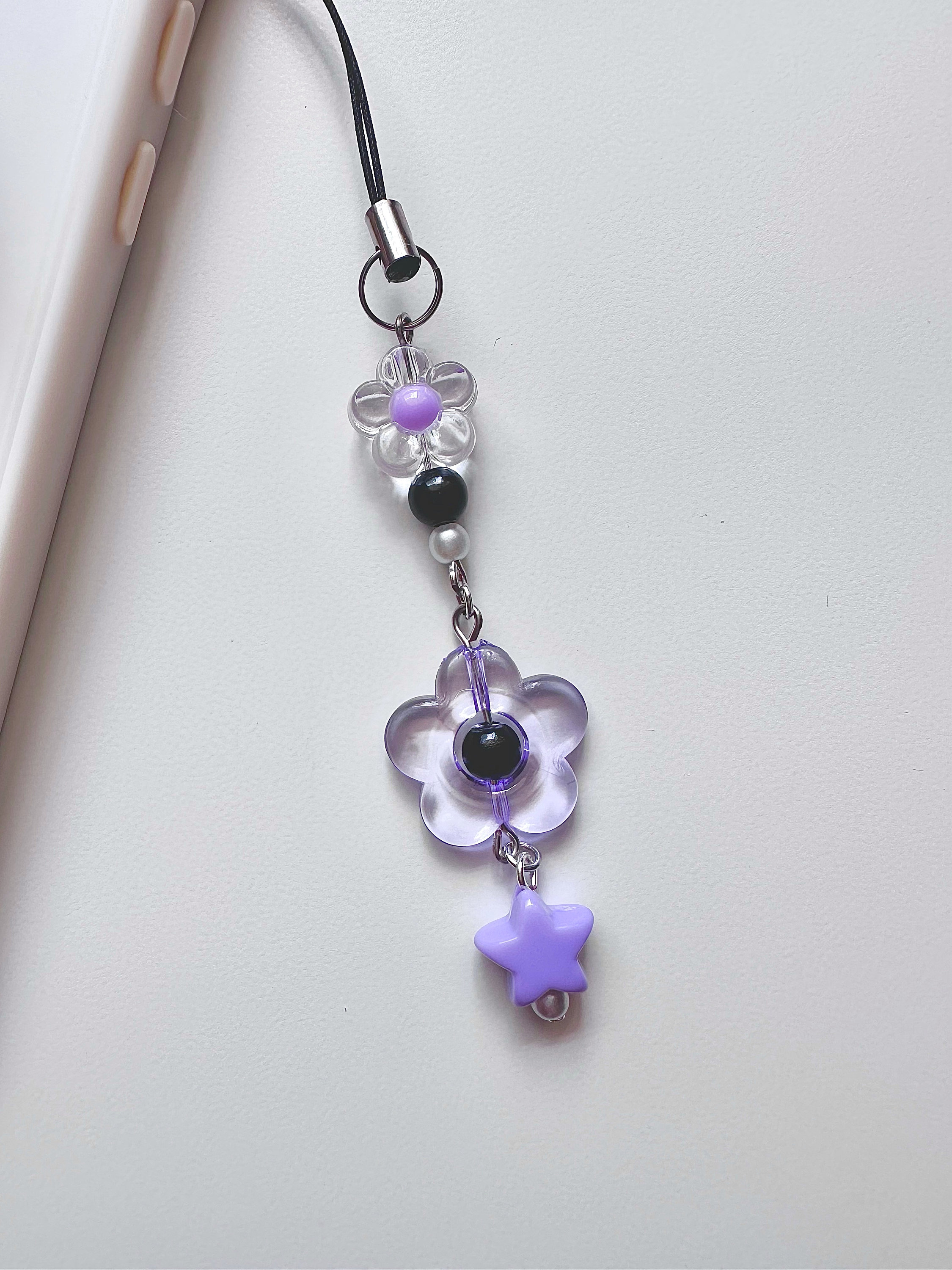 Purple Flower Phone Charm, Cute, Bead, Y2k, Colorful Accessory, Journal ...