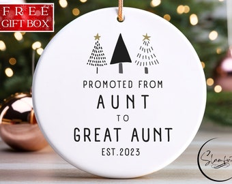 Promoted to Great Aunt Christmas Ornament - Personalized Aunt to Great Aunt Keepsake - Great Aunt Pregnancy Announcement - Great Aunt Gift