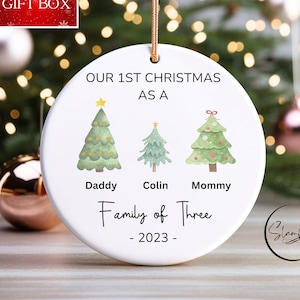 Family of Three Christmas Ornament - Family of 3 - Family Ornament - Personalized Baby&#39;s First Christmas Ornament, First Christmas Ornament