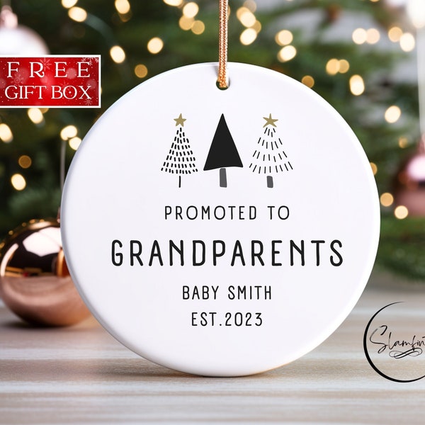 Promoted to Grandparents Christmas Ornament - Personalized Parents to Grandparents Keepsake - New Grandparents Pregnancy Announcement