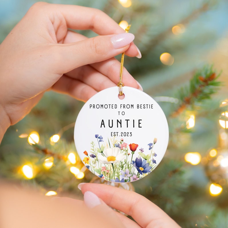 Custom Promoted to Auntie Christmas Ornament - Personalized Bestie to ...