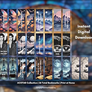 26 ACOTAR Bookmarks Set | Fantasy Bookish Gifts | A Court of Thorns and Roses Inspired Bookmarks | Velaris Night Court Fandom Merch