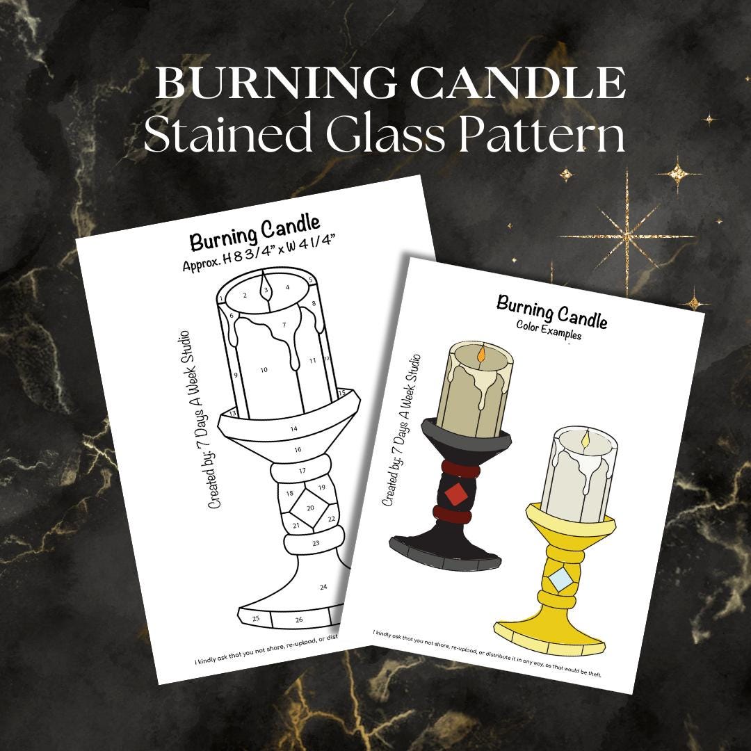 34 Stained Glass Crafts Kids Can Make 4 Burning Candle Stained Glass Pattern - Printable Digital Download…